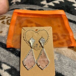 Kendra Scott New Vintage MOP & Rose Quartz Teardrop Earrings